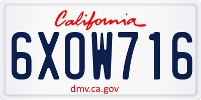 CA license plate 6XOW716