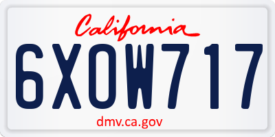 CA license plate 6XOW717