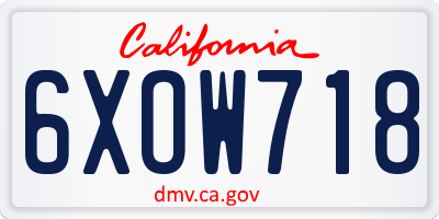 CA license plate 6XOW718