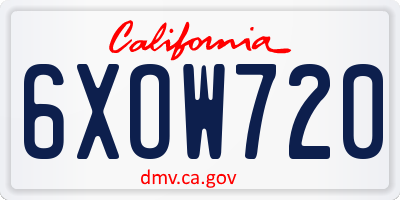 CA license plate 6XOW720