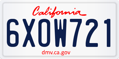 CA license plate 6XOW721