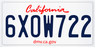 CA license plate 6XOW722