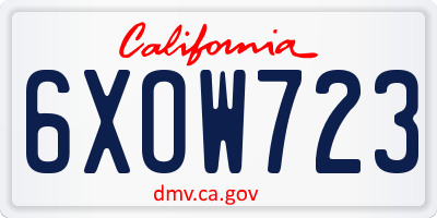 CA license plate 6XOW723