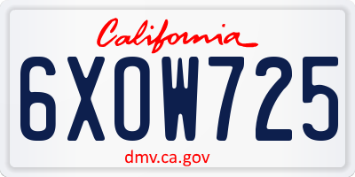 CA license plate 6XOW725