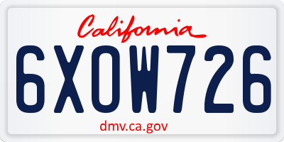 CA license plate 6XOW726