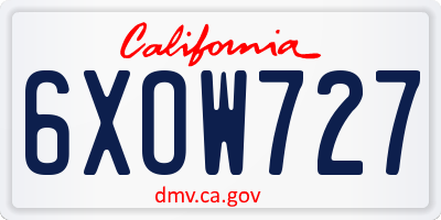 CA license plate 6XOW727
