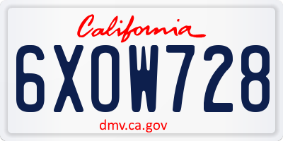 CA license plate 6XOW728