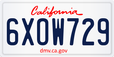 CA license plate 6XOW729