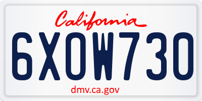 CA license plate 6XOW730