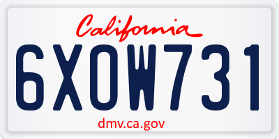 CA license plate 6XOW731
