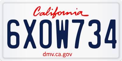 CA license plate 6XOW734