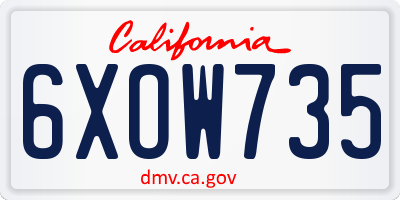 CA license plate 6XOW735