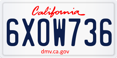CA license plate 6XOW736