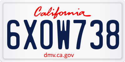 CA license plate 6XOW738