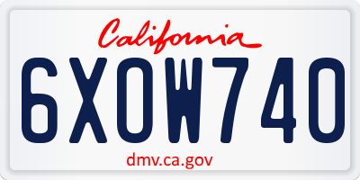 CA license plate 6XOW740