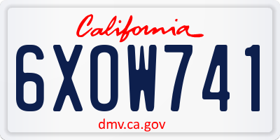 CA license plate 6XOW741