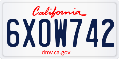 CA license plate 6XOW742