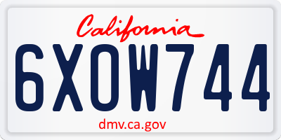 CA license plate 6XOW744