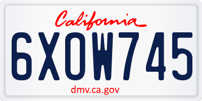 CA license plate 6XOW745