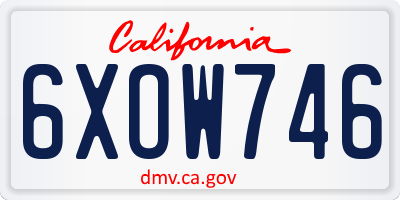 CA license plate 6XOW746