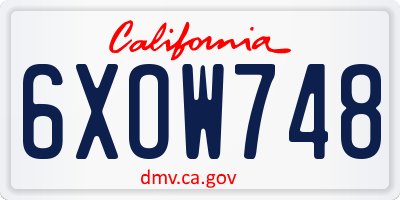 CA license plate 6XOW748
