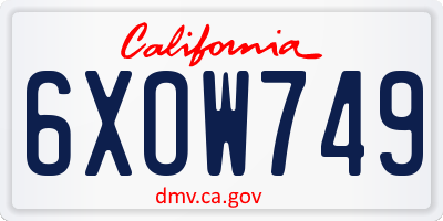 CA license plate 6XOW749