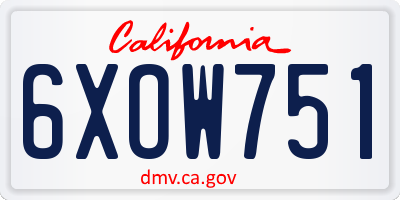 CA license plate 6XOW751