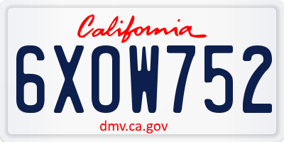 CA license plate 6XOW752