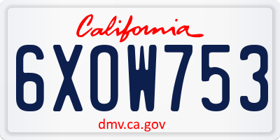 CA license plate 6XOW753
