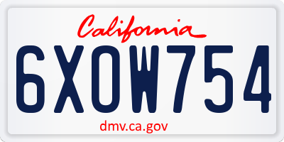 CA license plate 6XOW754