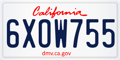CA license plate 6XOW755