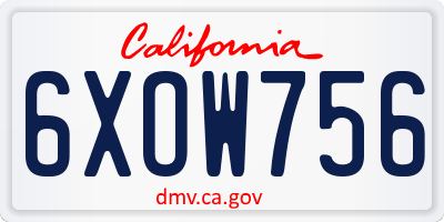 CA license plate 6XOW756