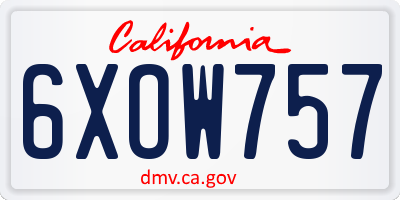 CA license plate 6XOW757