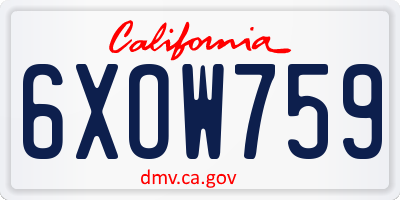 CA license plate 6XOW759