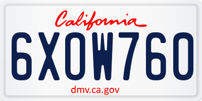 CA license plate 6XOW760
