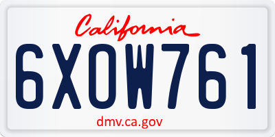 CA license plate 6XOW761