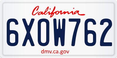 CA license plate 6XOW762