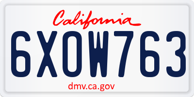 CA license plate 6XOW763