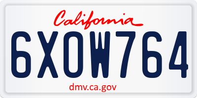 CA license plate 6XOW764