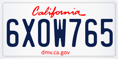 CA license plate 6XOW765