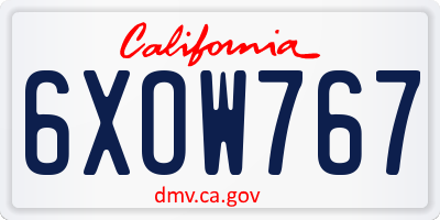 CA license plate 6XOW767