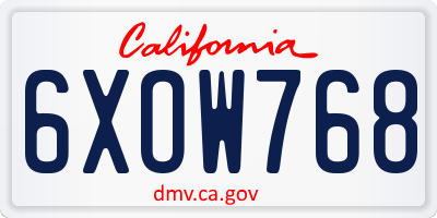 CA license plate 6XOW768