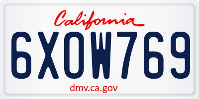 CA license plate 6XOW769