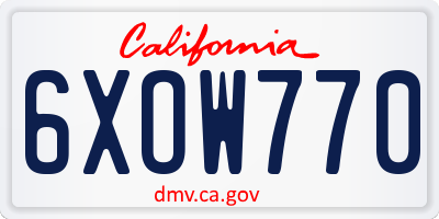 CA license plate 6XOW770