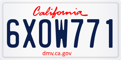 CA license plate 6XOW771