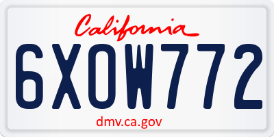 CA license plate 6XOW772