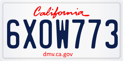 CA license plate 6XOW773