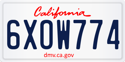 CA license plate 6XOW774