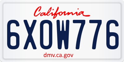 CA license plate 6XOW776