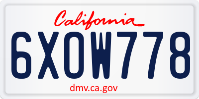 CA license plate 6XOW778